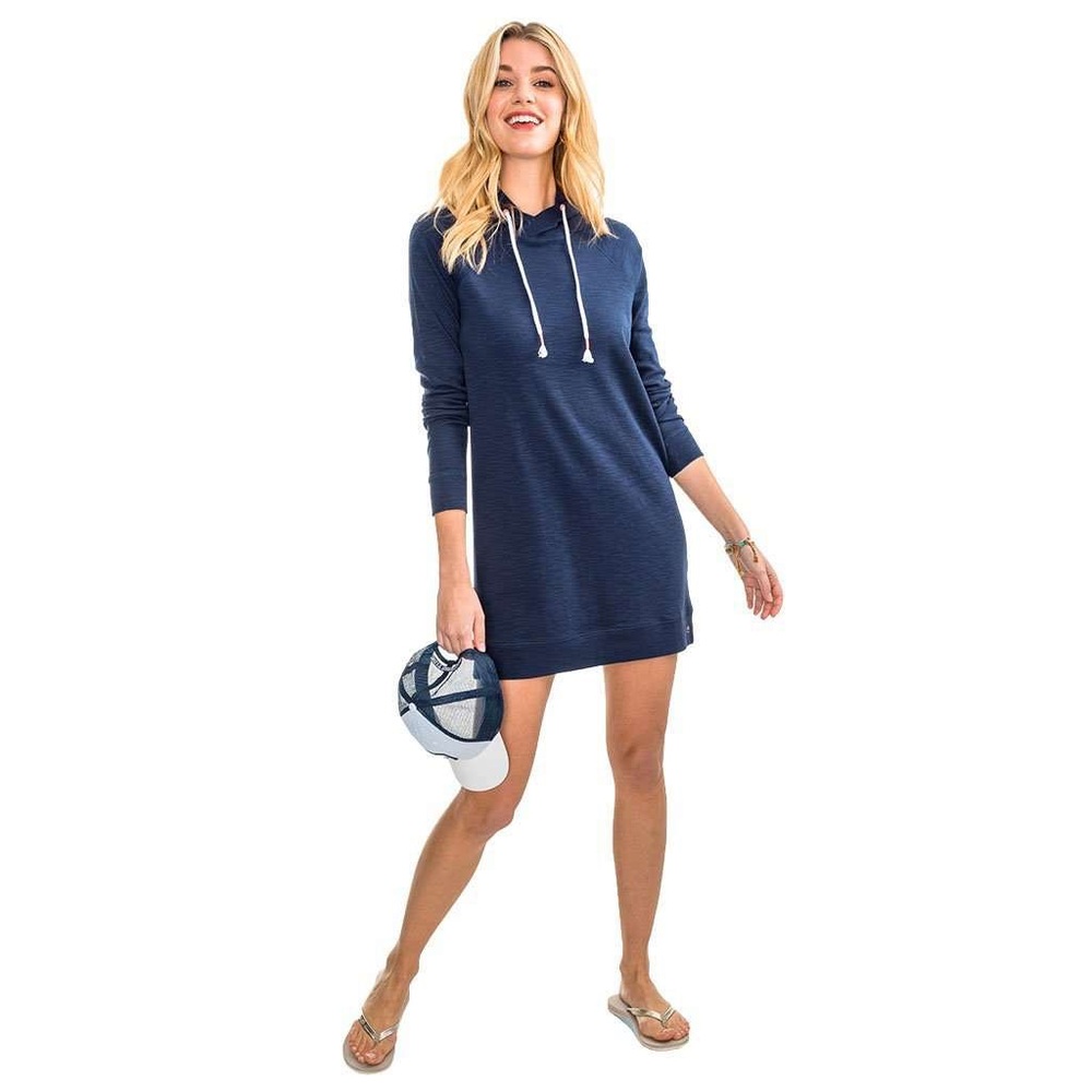SOUTHERN TIDE | Navy Ocean Front Hooded Tunic Dress XS